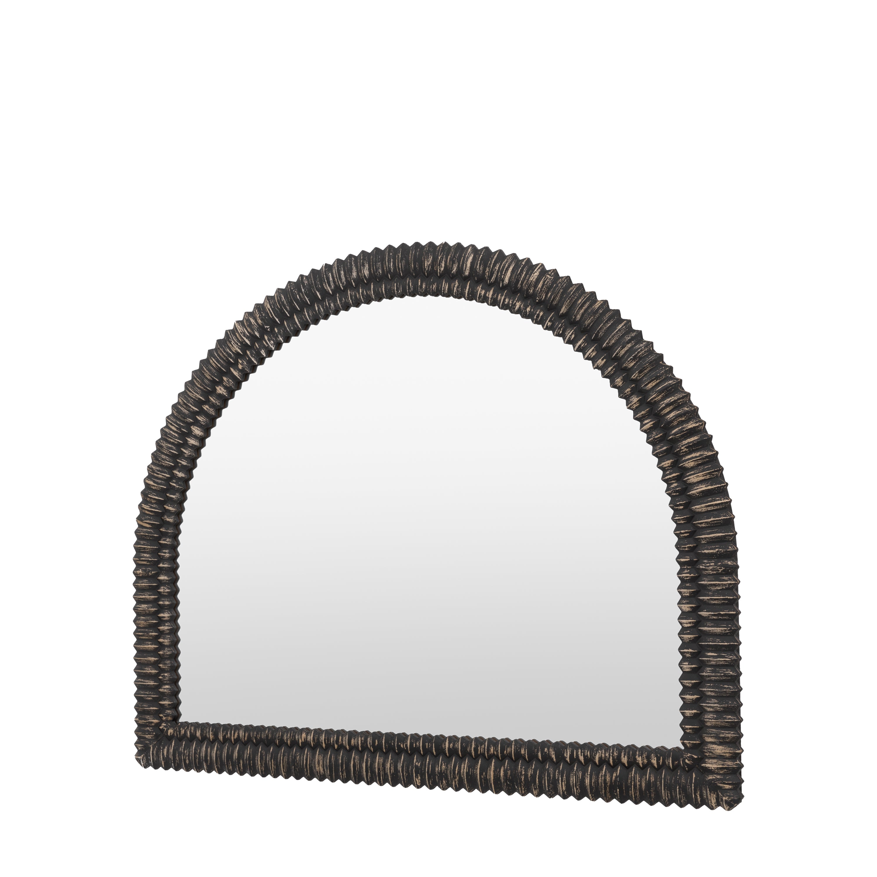 Chambery Arch Black Wash Overmantle Wall Mirror